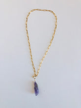 Load image into Gallery viewer, Amethyst Paper Clip Chain Necklace