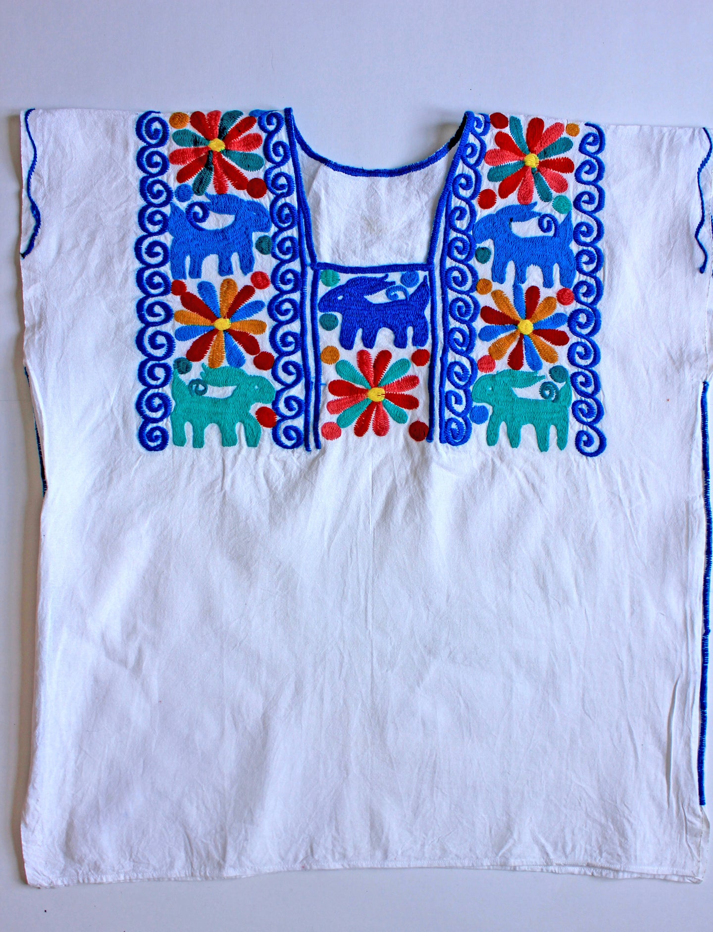 Otomi Embroidery Blouse - Blues