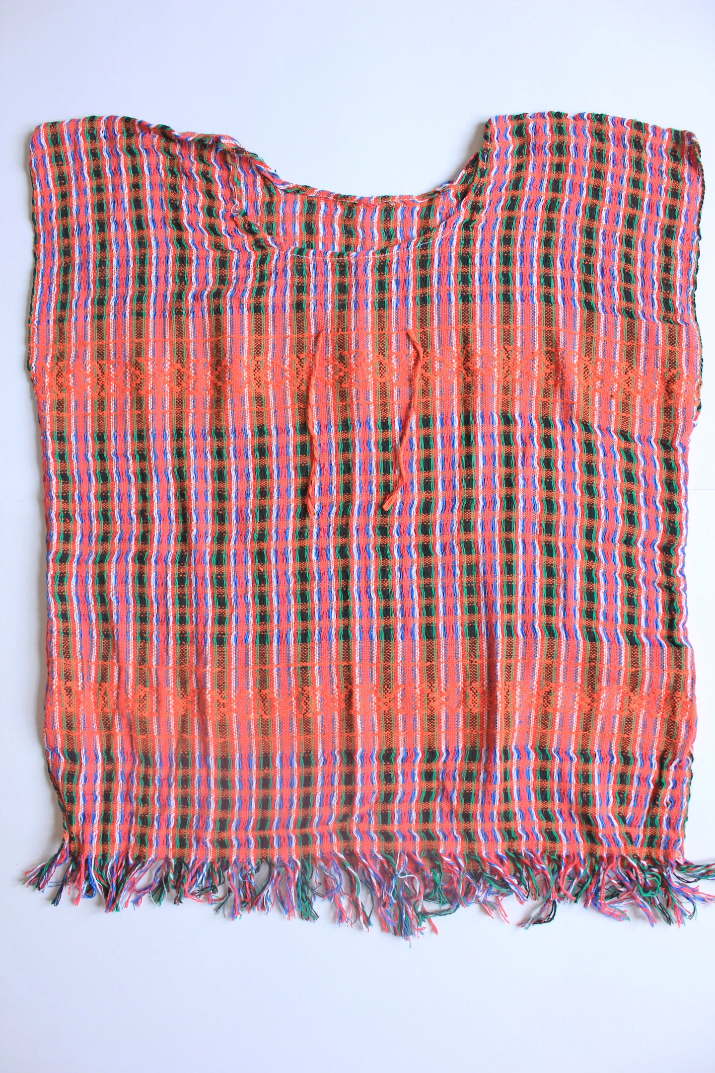 Handwoven Fringe Orange Embroidered Hupil